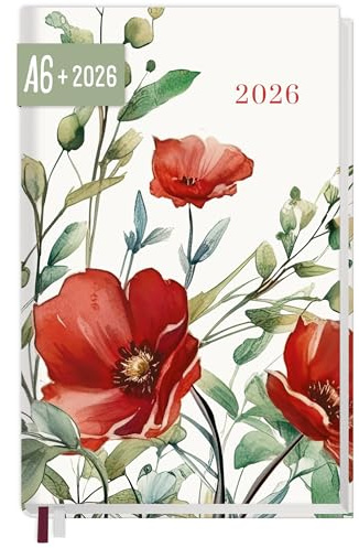Häfft® Chäff-Timer Mini Taschenkalender 2026 A6+ “Wild Poppy” Terminplaner klein mit 1 Woche auf 2 Seiten, Wochenplaner, Kalender, Organizer - nachhaltig & klimafreundlich