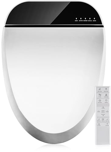 Combier Bidet Toilet Seat with Heated Warm Water & Nozzle Wash, Auto-Dry, Quiet Close Lid, Wireless Remote - Electric Bidet Seat 102S-B(Elongated)