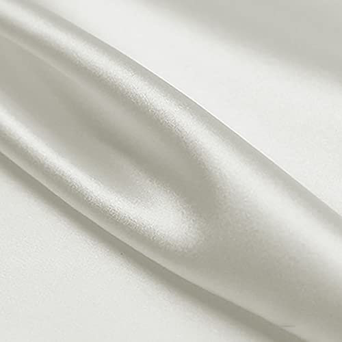 100% Mulberry Silk Fabric，Soft Satin Chiffon Material，for Dressmaking, Wedding Dresses, Craft Decorations，Sold by The Metre (1.14m Width)(White)