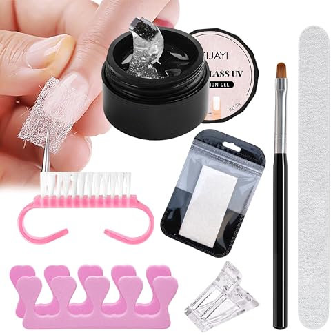 Kit de gel de protection pour la réparation des ongles naturels cassants – Colle à ongles rapide & gel de réparation, durcisseur et renforceur d'ongles, gel de construction pour extension d'ongles