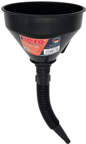 HERO Trichter mit flexiblem Schlauch Einfülltrichter mit Sieb Öltrichter Universal flexibel Kunststoff Kraftstofftrichter Tanktrichter Benzintrichter Abfülltrichter Mehrzwecktrichter Diesel Kraftstoff