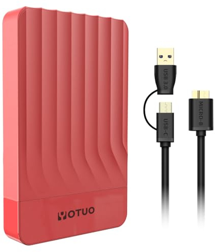 YOTUO 500GB External Hard Drive, Portable Storage Expansion HDD, USB 3.0 & USB-C for PC, Mac, Desktop, Laptop, Smartphone, PS4, Xbox One, Xbox 360, Office & Game, Red