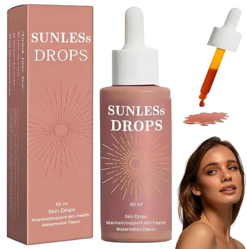 Sunless Tanning Drops To Drink, Oral Bronzing Face Tanning Drops for Body & Face, Fast Tan without Sun, Boost Melanin, for All Skin Types (60ml)