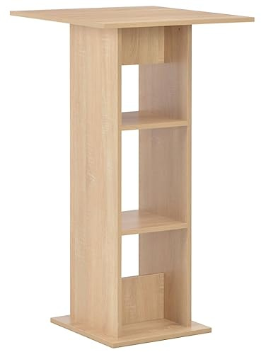 Teenpull Bartisch Eichenbraun 60x60x110 cm, Hoher Stehtisch für Küche Esszimmer, Praktischer Esszimmertisch mit Ablagen, Modernes Design