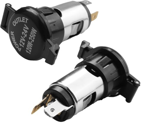 12V 120W Cigarette Lighter Power Socket Plug Outlet, 2 PCS Auto Cigarette Lighter Female Converter Parts Adapter Splitter DC 12V-24V Waterproof for Marine Motorcycle Car Boat Tractor Riding Mower