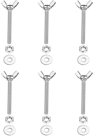 PATIKIL M6-1 x 50 mm Wing Butterfly Screw, 6 Pcs 304 Stainless Steel Wing Nuts and Bolts Machine Fastener Thumb Hand Screws for Electronic Equipment DIY Tools, Silver