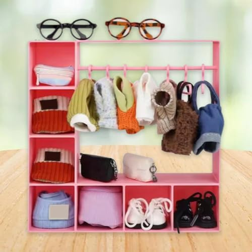 Cikiki Doll Clothes Closet/Wardrobe Large Plus 10 Hangers, Doll Accessories Display Box, Clothes Storage for Figures, Portable Storage for Fashion Doll Clothes