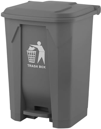 DUAS 30/50/80L Pedal Bin – Large Recycling & Rubbish Dustbin for Kitchen, Home & Office – Durable Plastic Waste Trash Bin with Foot Pedal & Lid (Grey, 80L)