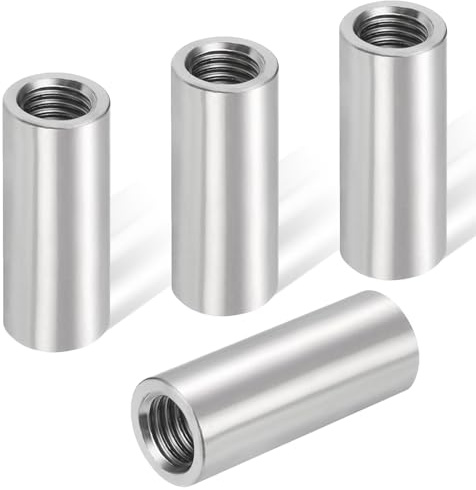 YOGAZEN M8×30mm Runde Gewindemuffen, 4 Stück Rundmuffen 304 Edelstahl Rund Verbindungsmuttern Langmutter, V2A Innengewinde Distanzmuffen Kupplungsmutter Stabmutter Länge Muttern Verlängerungsmuttern