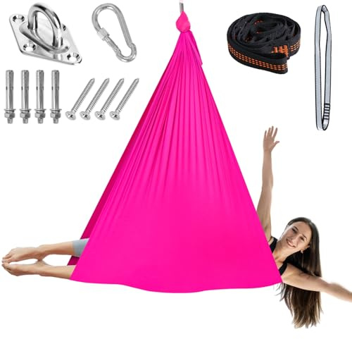 Chihee Aerial Yoga hängmatta gung-set, mjukt, slitstarkt tyg yoga stretch fitnessögla komplett fästutrustning, för alla fitness- och bodybuildingsnivåer, 280 x 150 cm