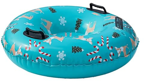 Snörör – uppblåsbar släde | snödäck tung – vinter utomhus leksak | förtjockad PVC köldbeständig ren design, jul för barn vuxna familjer rodelnöje 82 cm