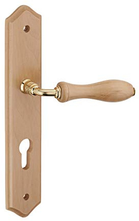THIRARD - Ensemble de Poignées pour Porte d'Entrée Themis - Bois Brut - Trou de Cylindre - Pratique et Esthétique - Entr'Axes 195 mm - Carré 7 mm - Marron