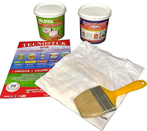 Kit Antimuffa Muffa Ko 1 Litro + Freddo Stop 1 Litro Tecnostuk + Pennello E T-Shirt Omaggio