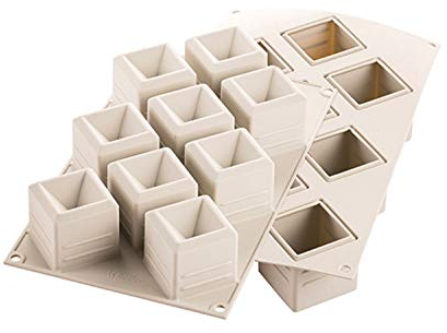 Silikomart | Moule en silicone pour monoportions MOSAICO, antiadhésif, 9 cavités, paquet de 10 moules à gâteaux, 50 x 50 h 50 mm Volume 9 x 105 ml Total 945 ml