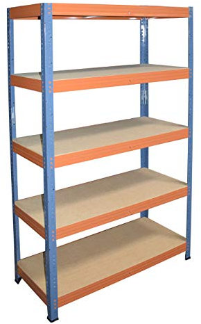 Shelf Creations Expert Schwerlastregal blau-orange 180 x 80 x 50 cm mit 5 Böden, Metallregal verzinkt, Steckregal, Kellerregal, Lagerregal, Werkstattregal, Archivregal, Industrieregal, Haushaltsregal