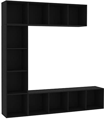 vidaXL Libreria/Mobile per TV Set da 3 pz Scaffalatura Libri Dvd Parete Attrezzata Porta TV Armadio Multimediale Pensili Salotto Nero