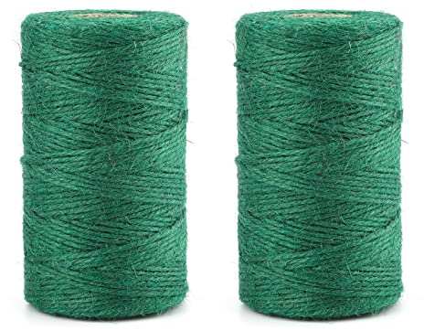 KINGLAKE Cuerda de yute natural de 200 m, color verde, 2 mm para manualidades, envoltura de regalos, jardinería, embalaje, decoración de Navidad