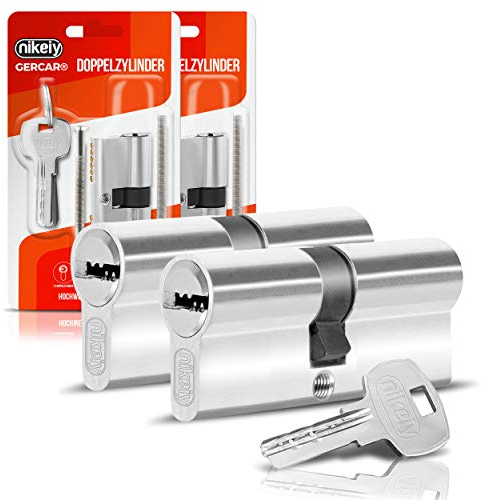 GERCAR Lock Cylinder 45/45 Profile Cylinder Set of 2 Keyed Alike Cylinder Double Cylinder Door Lock with 10 Keys Length: 90 mm A:45 B:45-Set of 2