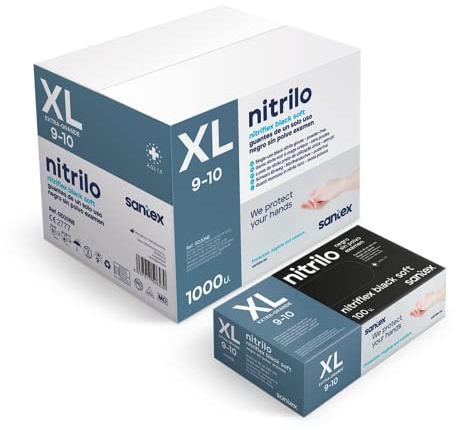 GUANTE NITRILO NEGRO XL 100UDS SANTEX