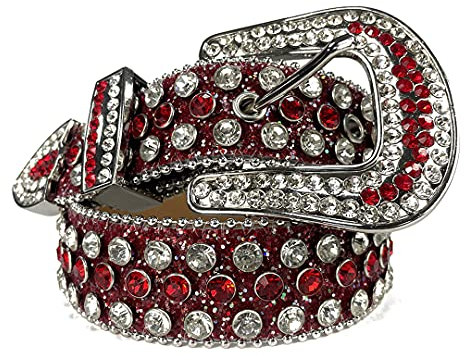 Western-Nietengürtel Cinturones Para Mujer Cowgirl Cowboy Bling Luxus Gurt Gürtel Strass Gürtel für Damen Herren Jeans Rot 96,5 cm