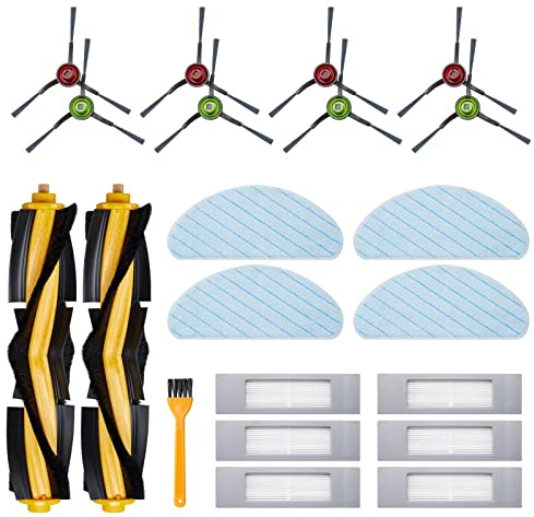 21 Stück Zubehör für Ecovacs Deebot N8 N8+ N8 Pro N8 Pro+ OZMO T8 T8+ T8 AIVI T8 AIVI+ T8 Pure T9 T9+ N10 Plus Staubsauger Ersatzteile 2 Hauptbürste 6 Filter 8 Seitenbürsten 4 Wischtücher 1 Werkzeug