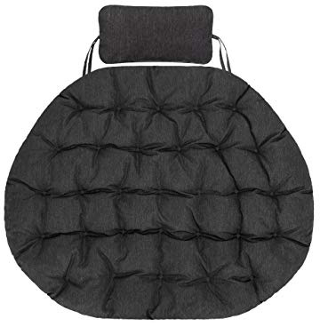 Bjird - Coussin Fauteuil Suspendu 100x128cm, Noir (Tissu écologique), Fauteuil Balancoire, Chaise Oeuf, Coussins d'extérieur/intérieur