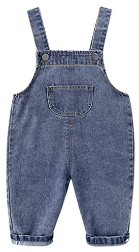 ACMEDE Salopette per Neonati Neonate Salopette da Lavoro, Tuta in Jeans per Bebè Neonata, Tute Salopette in Denim Cotone Tutina Carino Bimbo Pantaloni Jeans Tuta 6 Mesi a 3 Anni (Blu, 9-12 mesi)