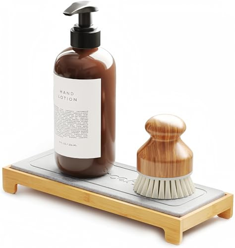 SpaceAid DryingNeat Instant Dry Sink Caddy Organizers, kök svamp tvålhållare dispenser, bänkskiva snabbtorkande diskbricka ställning (ambu, grå)