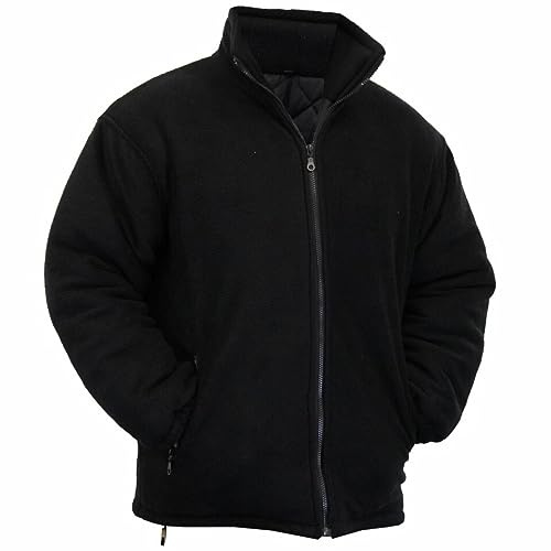 TOUGHWEAR NO QUALITY NO FUTURE Mens Heavy Duty Winter Extra Thick Padded Anti Pill Work Fleece Jacket Full Zip UK Sizes S-2XL (BLACK, XL)