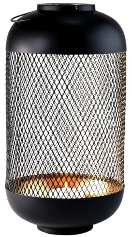 Moderne Deko Gartenlaterne Asbirg edel aus Metall in Schwarz 47 cm