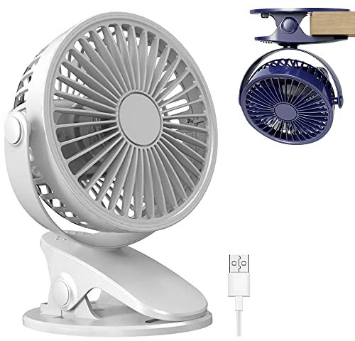 Ventilador con Clip USB, Ventiladores de Mesa Portátiles de 3 Velocidades, Ventilador de Sobremesa con Rotación de 360 °, Ventilador Pequeño Portátil para Dormitorio, Oficina, Viajes ( Color : White )