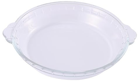 HEMOTON Pie Dish Glass Bakeware Microwave Oven Safe High-Temperature Resistant Household Kitchen Use Sturdy Glass Plate for Baking and Serving