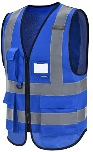 AYKRM 21 colors high Vis vest Zipper Front High Visibility vest Hi Vis Executive Vest Waistcoat with Phone & ID Pockets