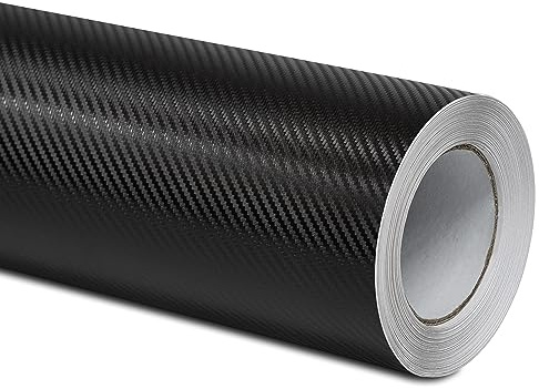 Folindo® Autofolie 3D Carbon Folie Auto Schwarz (9€/m²) | 4 x 1,52 m | Carbonfolie für Innenraum & außen | Selbstklebende Matt Glanz Luftkanal Folie zur Auto Folierung | Blasenfrei
