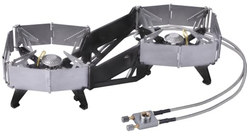Réchaud de camping pliable à double tête,BRS-32 Réchaud à gaz portable, résistant au vent, pour la cuisine en plein air