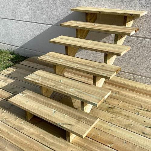 Scala esterna BERLIN, 6 gradini, Altezza 105cm, Larghezza 100cm, senza alzate, Scala in kit in Legno Autoclave- Vinuovo