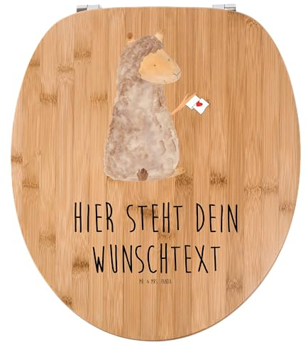Mr. & Mrs. Panda Personalisierter WC Sitz Motiv Alpaka Fahne - Personalisierte Geschenke, Toilettensitz, Lamas, Liebe, Lama, Klobrille, Alpakas, Toilettendeckel, mit Namen, WC-Sitz, Klodeckel