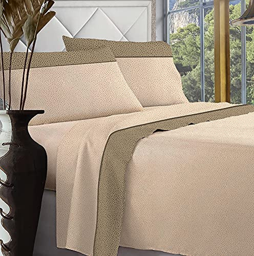 Jenny Sesal Completo letto in Flanella Anti-Pilling - Magenta Singolo, Matrimoniale e una piazza e mezza - stampato, 100% Cotone e morbido al tatto (Una piazza e mezza, Beige)