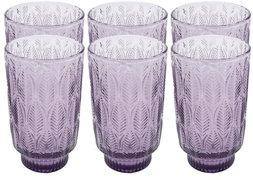 Kare Design Verres à Eau Fogli Violets Set de 6