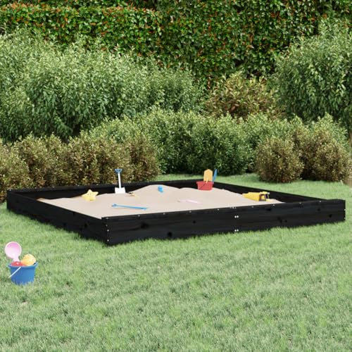 Festnight Sandkasten Holz Sandkiste Quadratisch Sandbox mit Sitzbänke Outdoor Spielplatz Spielecke Massivholz Kiefer Gartenspiel für Kinder 200x200x20 cm