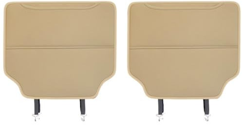 ZHSDMB 2 Stück Auto Rücksitz Anti Kick Pad für VW Multivan Vento Virtus Up!, Wasserdicht Leder Rückenlehne Anti-Kick Pads Autositz RüCkenschutz Mit Taschen Sitzschutz Autositzschutz,Beige