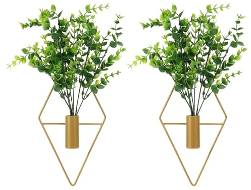 Cabilock 2juegos Maceteros Colgantes Decorativos De Hierro con Plantas Artificiales Diseño Geométrico y Estilo Vintage para Paredes Interiores