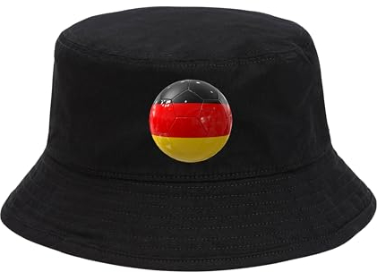 Deutschland Hut EM Fußball 2024 Herren Damen Anglerhut Fischerhut Bucket Hat Europameisterschaft Germany Fanartikel DE Public Viewing EM Deko Kappe Mütze Männer Frauen Fussball schwarz Ball