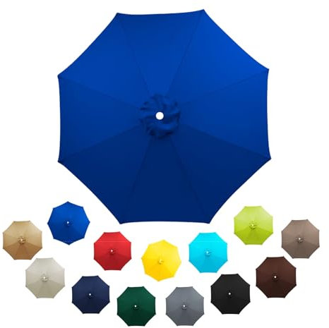 Sonnenschirm-Ersatzabdeckung, Terrassenschirm Ersatzbezug Ersatz-Regenschirmstoff, Marktschirm Ersatz Baldachin Bespannung für Tischschirme im Freien Anti-Ultraviolett-Überdachungsabdeckung(Navy,8 rib