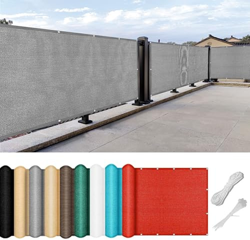 Balkon Sichtschutz 80 x 120 cm HDPE Atmungsaktiv Balkonverkleidung Balkonabdeckung Reißfest, mit Ösen Kabelbinder Zaunblende für Garten Balkon Terrasse, Hellgrau