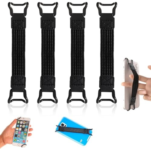 Correa de Mano para 6-8 eReaders Tableta E-Book Tableta, Alta Elasticidad Ligera Versátil Correa de Mano Agarre de Dedo 4-Piezas, Negro