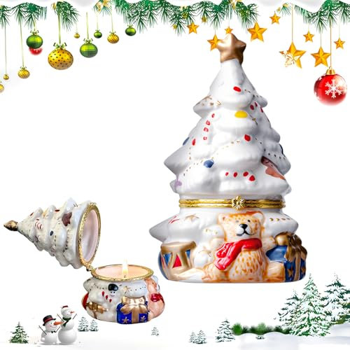 SilverChryCandela Profumato Christmas, Candele Artistiche per Casa, Set di Candele Profumate per Natale (Bianco)