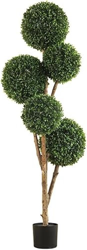 5,2/5,9 Fuß Künstlicher Zypressen-Topiary-Kugelbaum mit Pflanzenkugeln, gefälschter Buchsbaumbaum an der Haustür, lebensechte Grünpflanzen im Topf, für Heim- oder Bürodekoration, 5,9 Fuß