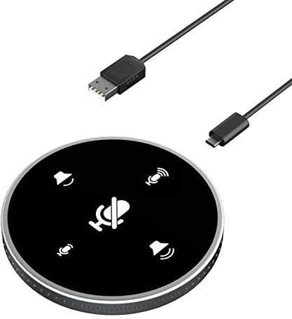 Yinhing Haut-Parleur et Microphone de Conférence, Y02 USB Plug and Play pour Ordinateur Portable, Microphone Omnidirectionnel à Condensateur, Micro PC pour Enregistrement de (Black)