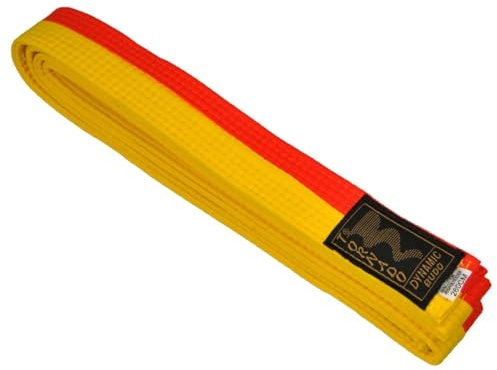 TEKKA BUDO Kampfsport Gürtel Gelb-Orange mittig geteilt 2-farbig - Budogürtel halb halb gestreift, Karate, Judo, Taekwondo, Ju-Jutsu - 260 cm